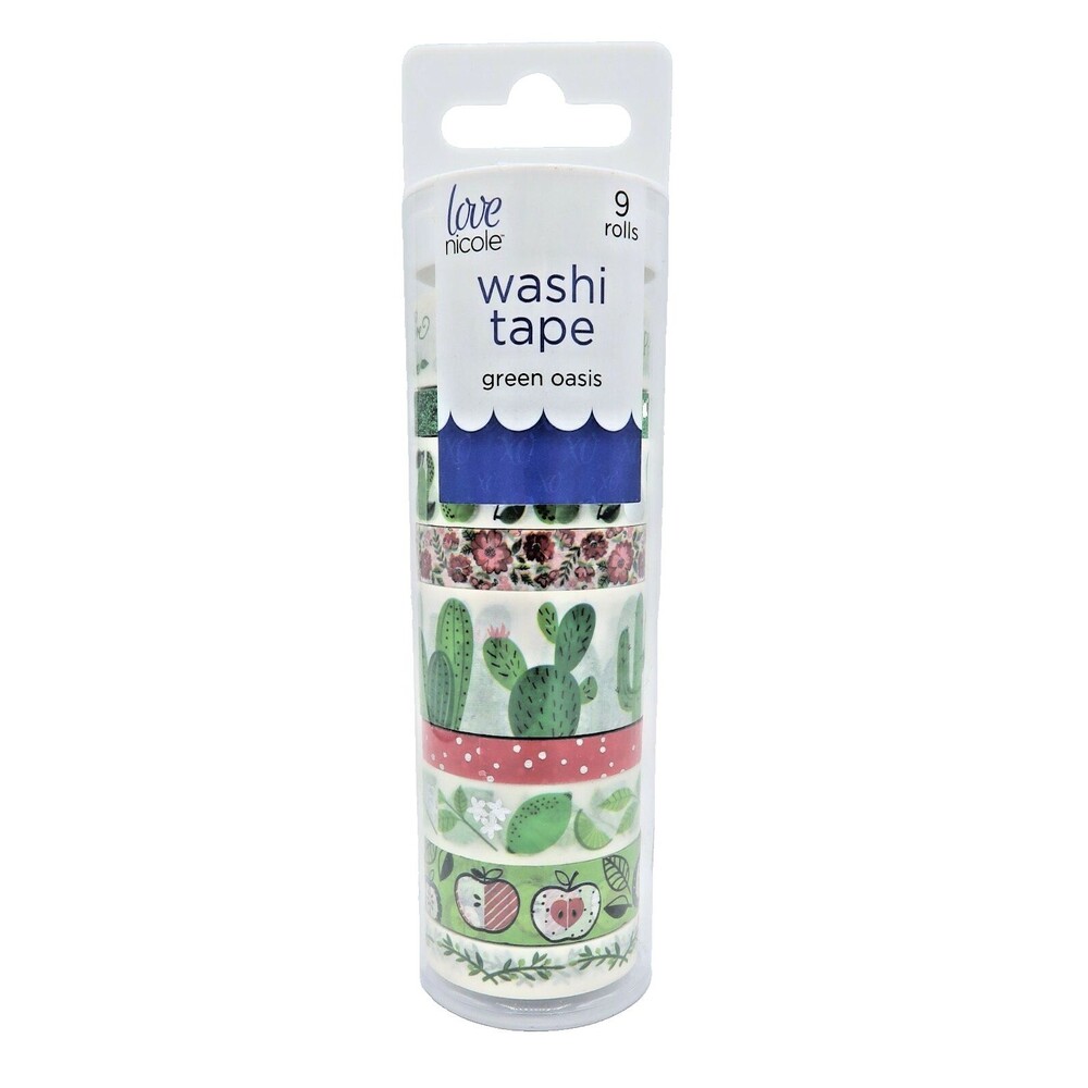 Love Nicole Washi Tape Green Oasis Cactus Apple WSH 1318 9 Rolls